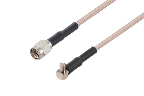 SMA Male To MCX Plug Right Angle Cable Using RG316 DS Coax With HeatShrink