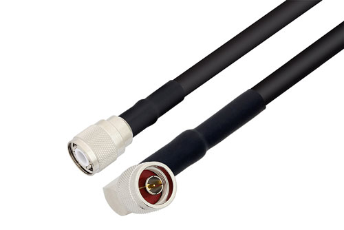 N Male Right Angle To HN Male Cable Using RG214 Coax With HeatShrink