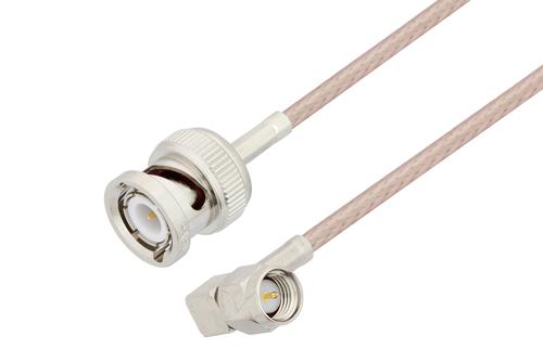 SMA Male Right Angle To BNC Male Cable 24 Inch Length Using 75 Ohm