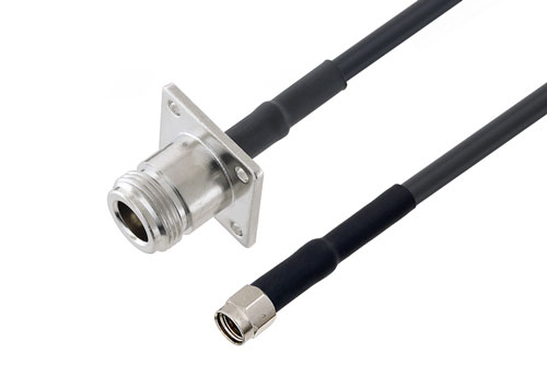 Reverse Polarity SMA Plug To N Female 4 Hole Flange Low Loss Cable