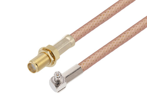 MCX Plug Right Angle To SMA Female Bulkhead Low Loss Cable 60 Inch