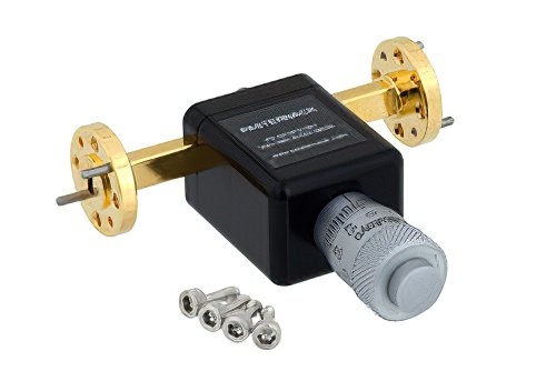 0 to 180 Degree WR-15 Waveguide Phase Shifter, From 50 GHz to 75 GHz, With a UG-385/U Round Cover Flange