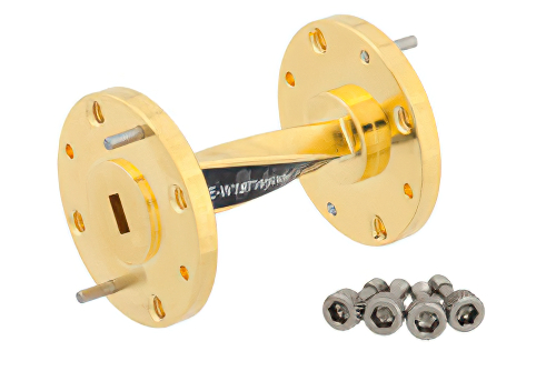 WR-19 90 Degree Waveguide Twist With a UG-383/U-Mod Flange Operating From 40 GHz to 60 GHz