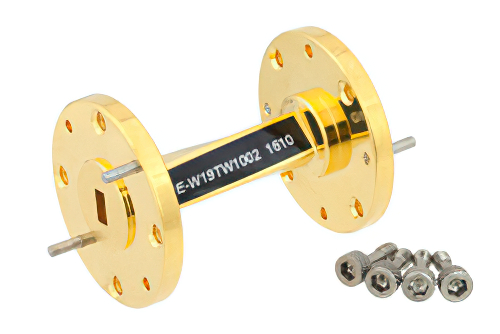 WR-19 45 Degree Left-hand Waveguide Twist With a UG-383/U-Mod Flange Operating From 40 GHz to 60 GHz
