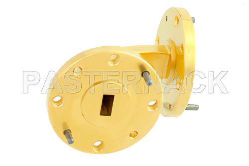 WR-22 Instrumentation Grade Waveguide E-Bend with UG-383/U Flange Operating from 33 GHz to 50 GHz