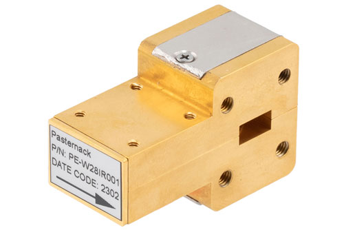 WR-28 Waveguide Isolator from 26.5 GHz to 40 GHz, 16 dB min Isolation, Cover Flange, Brass
