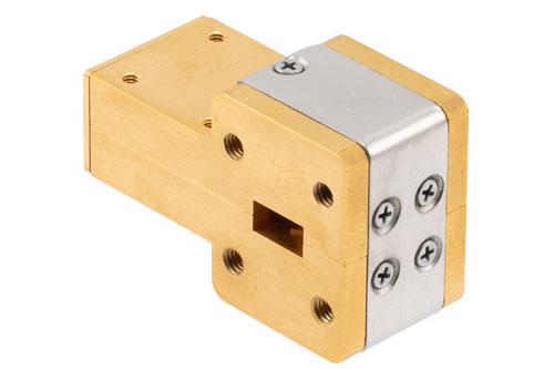 WR-28 Waveguide Isolator from 26.5 GHz to 40 GHz, 16 dB min Isolation, Cover Flange, Brass