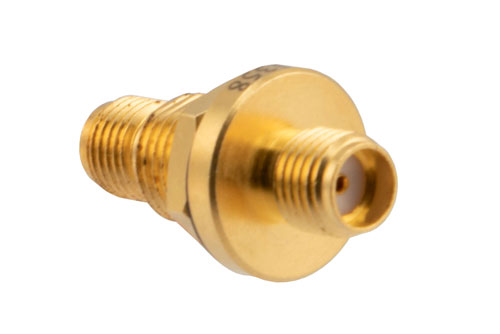 Hermetically Sealed SMA Female to SMA Female Bulkhead Mount Adapter, 18GHz VSWR1.2, MIL-STD 348B