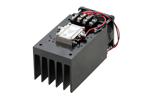 23 dBm P1dB, 18 GHz to 40 GHz, Medium Power Amplifier with Heatsink, 2.92mm, 35 dB Gain, 9 dB NF