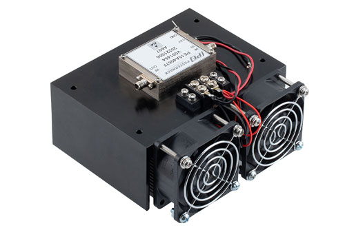 27 dBm Psat, 26.5 GHz to 40 GHz, Medium Power Amplifier with Heatsink, 2.92mm, 35 dB Gain, 10 dB NF