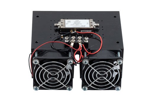 2 Watt P1dB, 8 GHz to 12 GHz, Medium Power Amplifier with Heatsink, SMA, 30 dB Gain, 40 dBm IP3