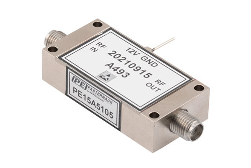 Temperature Compensated Low Noise Amplifier, 4 GHz to 12 GHz, 35 dB min Gain, P1dB 20 dBm, SMA