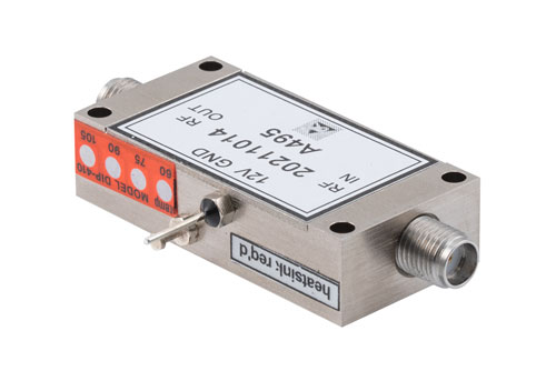Temperature Compensated Low Noise Amplifier, 2 GHz to 18 GHz, 35 dB min Gain, P1dB 20 dBm, SMA