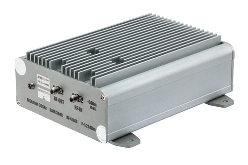 38 dB Gain, 27 dBm P1dB, 0.01 GHz to 30 GHz, Broadband AC Low Noise Amplifier, Bench-Top, 110/220VAC, 3.7 dB Noise Figure, 2.92mm