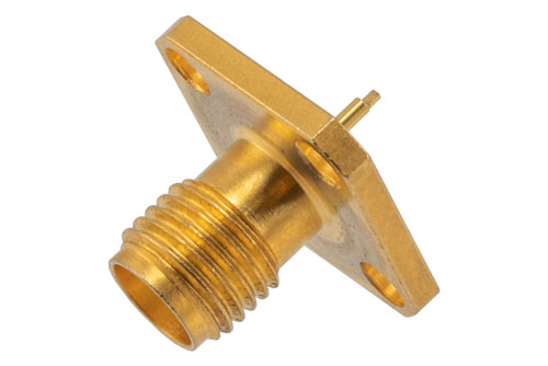 Sma Female Hermetically Sealed Connector Solder Attachment 4 Hole Flange Mount Terminal With Tab 