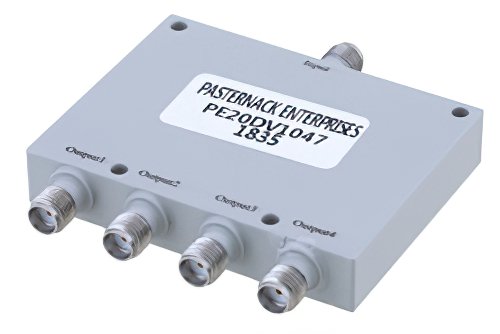 4 Way SMA Power Divider from 4 GHz to 8 GHz Rated at 30 Watts