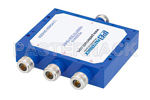 3 Way N Power Divider From 800 MHz to 2.5 GHz Rated at 50 Watts