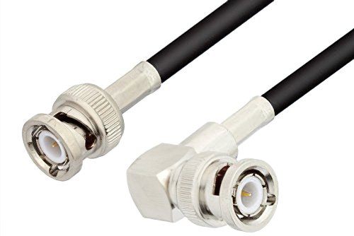 BNC Male to BNC Male Right Angle Cable Using RG58 Coax