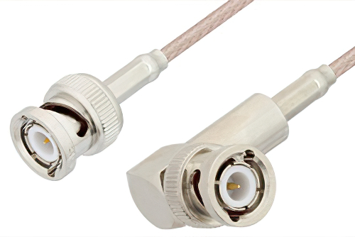 BNC Male to BNC Male Right Angle Cable Using 75 Ohm RG179 Coax