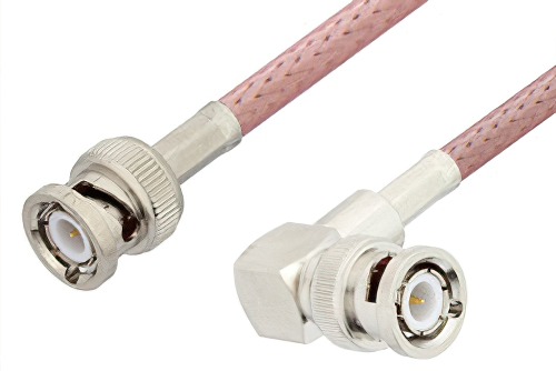 BNC Male to BNC Male Right Angle Cable Using RG142 Coax