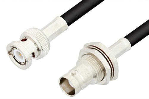 BNC Male to BNC Female Bulkhead Cable Using 75 Ohm RG59 Coax, RoHS