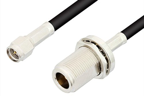 SMA Male to N Female Bulkhead Cable Using RG223 Coax, RoHS