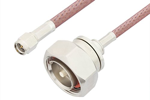 SMA Male to 7/16 DIN Male Cable Using RG142 Coax, RoHS