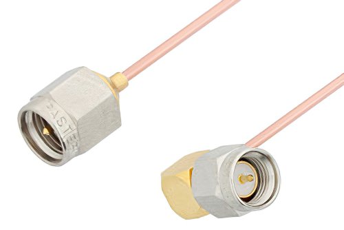SMA Male to SMA Male Right Angle Cable Using PE-047SR Coax, RoHS