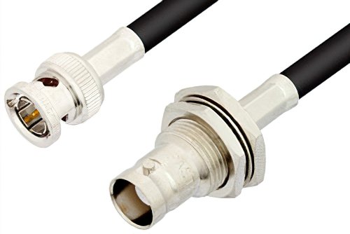 75 Ohm BNC Male to 75 Ohm BNC Female Bulkhead Cable Using 75 Ohm RG59 Coax