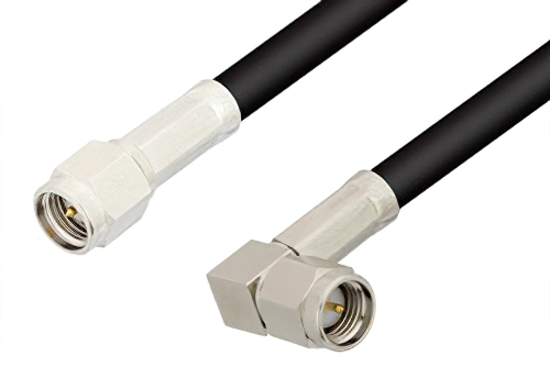 SMA Male to SMA Male Right Angle Cable Using RG58 Coax