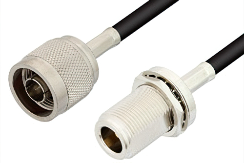 N Male to N Female Bulkhead Cable Using RG58 Coax