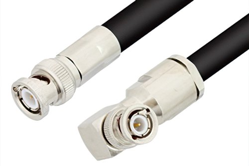 BNC Male to BNC Male Right Angle Cable Using RG214 Coax, RoHS