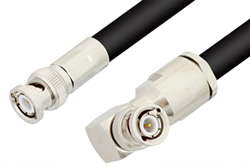 BNC Male to BNC Male Right Angle Cable Using RG8 Coax, RoHS
