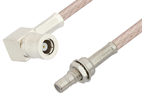 SMB Plug Right Angle to SMB Jack Bulkhead Cable Using RG316-DS Coax, RoHS