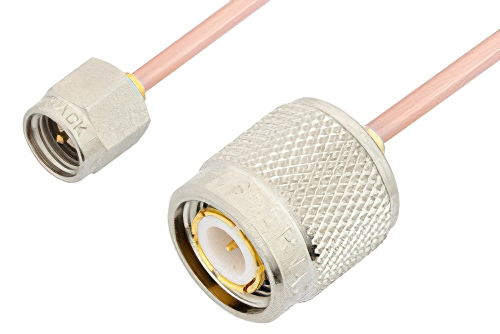 SMA Male to TNC Male Cable Using RG405 Coax, RoHS
