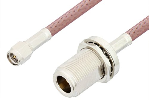 SMA Male to N Female Bulkhead Cable Using RG142 Coax, RoHS