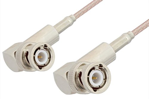 BNC Male Right Angle to BNC Male Right Angle Cable Using 75 Ohm RG179 Coax