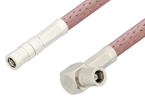SMB Plug to SMB Plug Right Angle Cable Using RG142 Coax, RoHS