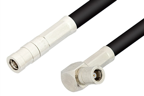 SMB Plug to SMB Plug Right Angle Cable Using RG223 Coax, RoHS