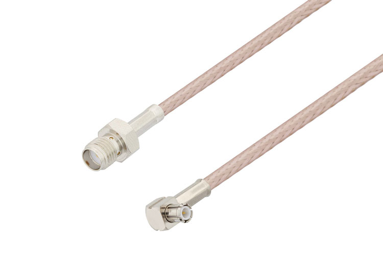 SMA Female to MCX Plug Right Angle Cable 12 Inch Length Using RG316 Coax