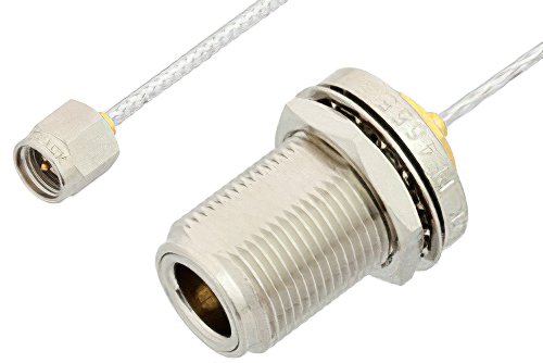 SMA Male to N Female Bulkhead Cable Using PE-SR405FL Coax