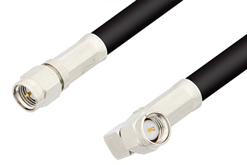 SMA Male to SMA Male Right Angle Cable Using 93 Ohm RG62 Coax