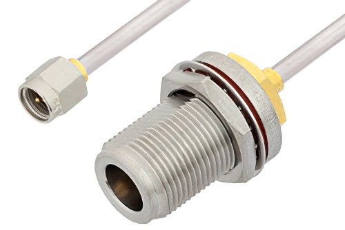 SMA Male to N Female Bulkhead Cable Using PE-SR402AL Coax