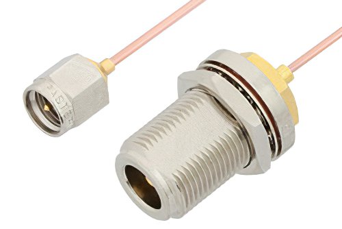 SMA Male to N Female Bulkhead Cable Using PE-047SR Coax, RoHS