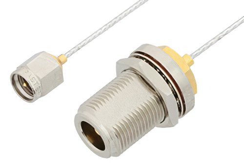 SMA Male to N Female Bulkhead Cable Using PE-SR047FL Coax