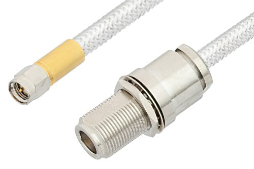 SMA Male to N Female Bulkhead Cable Using PE-SR401FL Coax, RoHS