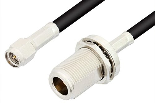 SMA Male to N Female Bulkhead Cable Using 53 Ohm RG55 Coax