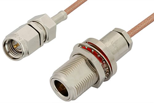 SMA Male to N Female Bulkhead Cable Using RG178 Coax