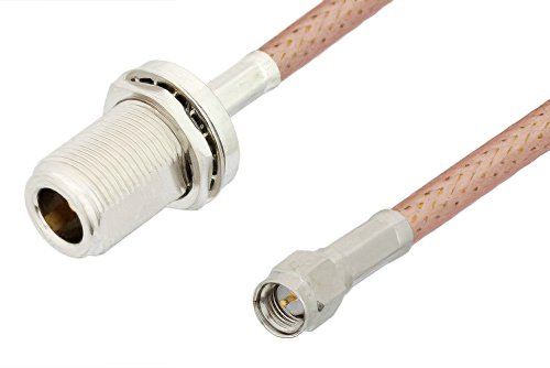 SMA Male to N Female Bulkhead Cable Using PE-P195 Coax