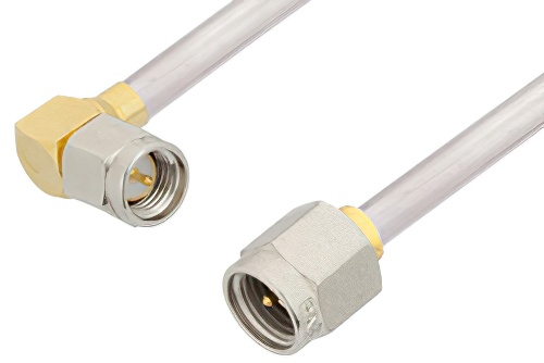 SMA Male to SMA Male Right Angle Cable Using PE-SR402AL Coax